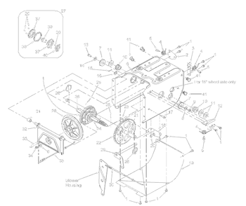 Frame Assembly Diagram and Parts List for 31B-611D352 2001 Yard Machines Snow Blower